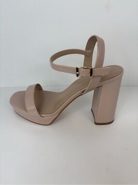 Nude Patent Platform Sandals